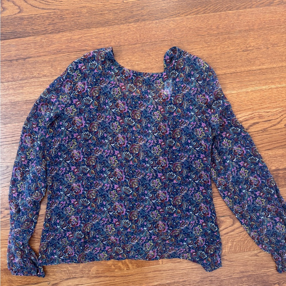 ba&sh sheer and open back with bow Floral Blouse